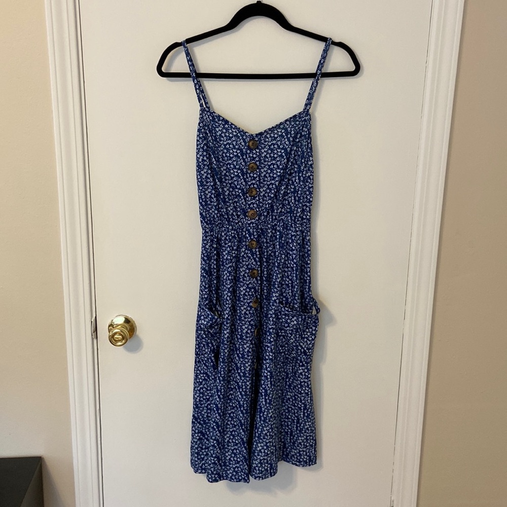 Navy floral midi dress